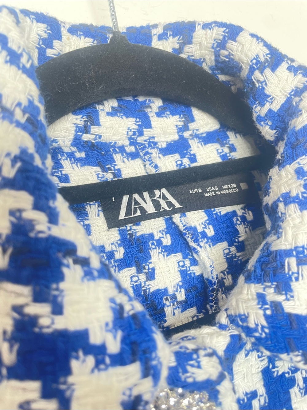Zara Jewel Button Textured Houndstooth Jacket Size S - Picture 7 of 7